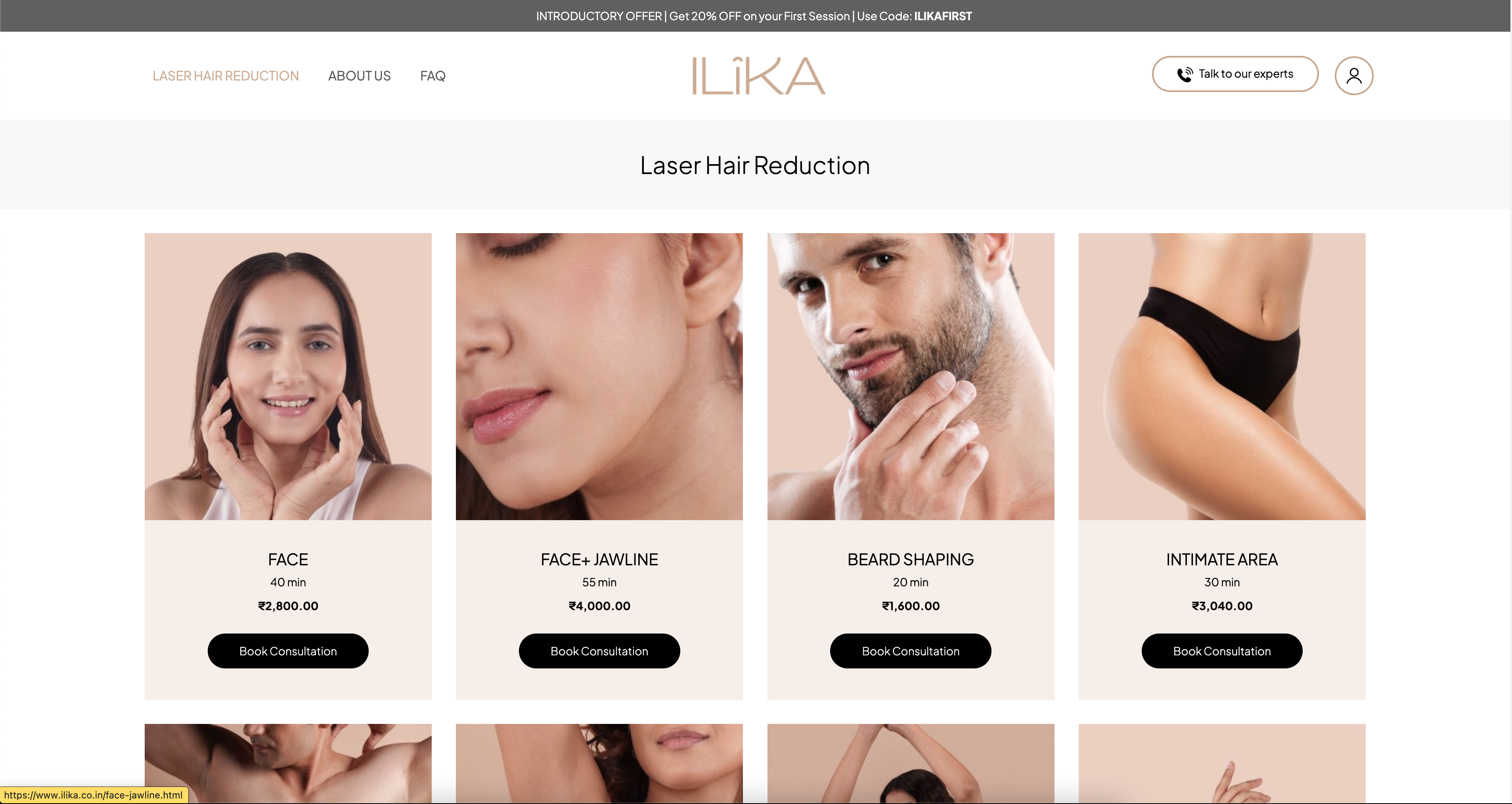 Ilika laser Hair Reduction - Product Listing Page